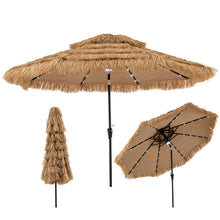 Load image into Gallery viewer, Gymax 10 FT Hula Thatched Tiki Umbrella 2-Tier Hawaiian Style Solar Patio Umbrella