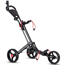 Load image into Gallery viewer, Gymax Foldable 3 Wheel Golf Pull Push Cart Trolley w/ Umbrella Scorecard Drink Holder