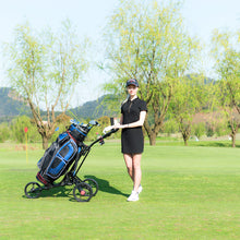 Load image into Gallery viewer, Gymax Foldable 3 Wheel Golf Pull Push Cart Trolley w/ Umbrella Scorecard Drink Holder