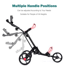 Load image into Gallery viewer, Gymax Foldable 3 Wheel Golf Pull Push Cart Trolley w/ Umbrella Scorecard Drink Holder