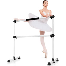 Load image into Gallery viewer, Gymax Portable Ballet Barre 4ft Freestanding Adjustable Double Dance Bar Silver