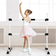 Load image into Gallery viewer, Gymax Portable Ballet Barre 4ft Freestanding Adjustable Double Dance Bar Silver