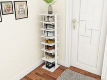 Load image into Gallery viewer, Gymax Wooden Shoes Storage Stand 7 Tiers Shoe Rack Organizer Multi-shoe Rack Shoebox