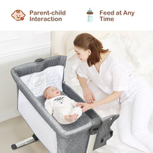 Load image into Gallery viewer, Gymax Baby joy Portable Baby Bed Side Sleeper Infant Travel Bassinet Crib W/Carrying Bag Grey