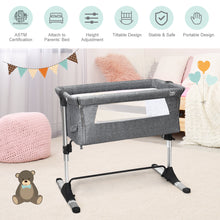 Load image into Gallery viewer, Gymax Baby joy Portable Baby Bed Side Sleeper Infant Travel Bassinet Crib W/Carrying Bag Grey