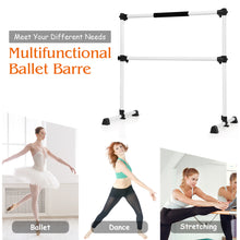 Load image into Gallery viewer, Gymax Portable Ballet Barre 4ft Freestanding Adjustable Double Dance Bar Silver
