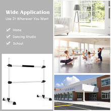 Load image into Gallery viewer, Gymax Portable Ballet Barre 4ft Freestanding Adjustable Double Dance Bar Silver