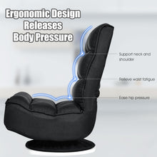 Load image into Gallery viewer, Gymax Gaming Chair Fabric 5-Position Folding Lazy Sofa 360 Degree Swivel Black