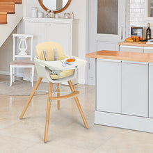 Load image into Gallery viewer, Gymax Baby joy Wooden High Chair Baby Toddler 3 in 1 Convertible Highchair w/ Cushion White