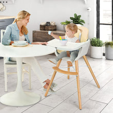 Load image into Gallery viewer, Gymax Baby joy Wooden High Chair Baby Toddler 3 in 1 Convertible Highchair w/ Cushion White