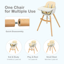 Load image into Gallery viewer, Gymax Baby joy Wooden High Chair Baby Toddler 3 in 1 Convertible Highchair w/ Cushion White