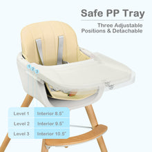 Load image into Gallery viewer, Gymax Baby joy Wooden High Chair Baby Toddler 3 in 1 Convertible Highchair w/ Cushion White