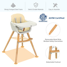 Load image into Gallery viewer, Gymax Baby joy Wooden High Chair Baby Toddler 3 in 1 Convertible Highchair w/ Cushion White