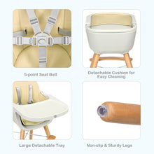 Load image into Gallery viewer, Gymax Baby joy Wooden High Chair Baby Toddler 3 in 1 Convertible Highchair w/ Cushion White