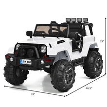 Load image into Gallery viewer, Gymax 12V Kids Ride On Truck Car w/Bluetooth Remote Control MP3 Music LED Lights White