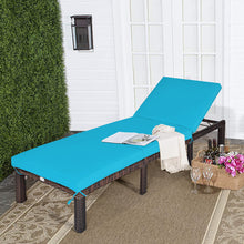 Load image into Gallery viewer, Gymax Outdoor Rattan Lounge Chair Chaise Recliner Adjustable Cushioned Patio Turquoise