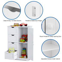 Load image into Gallery viewer, Gymax Wooden 4 Drawer Bathroom Cabinet Storage Cupboard 2 Shelves Free Standing White