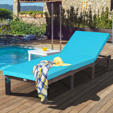 Load image into Gallery viewer, Gymax Outdoor Rattan Lounge Chair Chaise Recliner Adjustable Cushioned Patio Turquoise