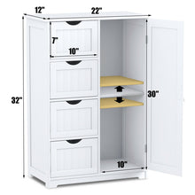 Load image into Gallery viewer, Gymax Wooden 4 Drawer Bathroom Cabinet Storage Cupboard 2 Shelves Free Standing White