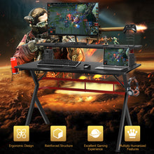 Load image into Gallery viewer, Gymax Gaming Computer Desk w/ Monitor Shelf & Storage for Controller Headphone Speaker