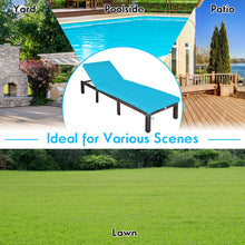 Load image into Gallery viewer, Gymax Outdoor Rattan Lounge Chair Chaise Recliner Adjustable Cushioned Patio Turquoise