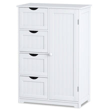 Load image into Gallery viewer, Gymax Wooden 4 Drawer Bathroom Cabinet Storage Cupboard 2 Shelves Free Standing White