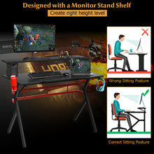 Load image into Gallery viewer, Gymax Gaming Computer Desk w/ Monitor Shelf & Storage for Controller Headphone Speaker
