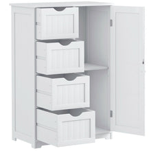 Load image into Gallery viewer, Gymax Wooden 4 Drawer Bathroom Cabinet Storage Cupboard 2 Shelves Free Standing White