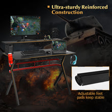 Load image into Gallery viewer, Gymax Gaming Computer Desk w/ Monitor Shelf & Storage for Controller Headphone Speaker