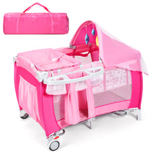 Load image into Gallery viewer, Gymax Foldable Baby Crib Playpen Travel Infant Bassinet Bed Mosquito Net Music w Bag