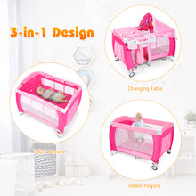 Load image into Gallery viewer, Gymax Foldable Baby Crib Playpen Travel Infant Bassinet Bed Mosquito Net Music w Bag