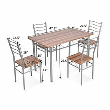 Load image into Gallery viewer, Gymax 5 Piece Dining Table Set Wood Metal Kitchen Breakfast Furniture w/4 Chair Walnut