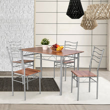 Load image into Gallery viewer, Gymax 5 Piece Dining Table Set Wood Metal Kitchen Breakfast Furniture w/4 Chair Walnut