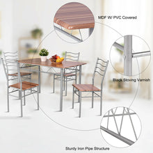 Load image into Gallery viewer, Gymax 5 Piece Dining Table Set Wood Metal Kitchen Breakfast Furniture w/4 Chair Walnut