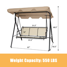 Load image into Gallery viewer, Gymax Outdoor Patio Swing Canopy 3 Person Canopy Swing Chair Patio Hammock Brown