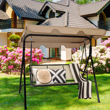 Load image into Gallery viewer, Gymax Outdoor Patio Swing Canopy 3 Person Canopy Swing Chair Patio Hammock Brown