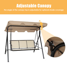 Load image into Gallery viewer, Gymax Outdoor Patio Swing Canopy 3 Person Canopy Swing Chair Patio Hammock Brown