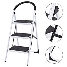 Load image into Gallery viewer, Gymax 3 Step Ladder Folding Stool Heavy Duty 330Lbs Capacity Industrial Lightweight