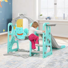 Load image into Gallery viewer, Gymax 4-in-1 Toddler Climber and Swing Set w/ Basketball Hoop & Ball Green