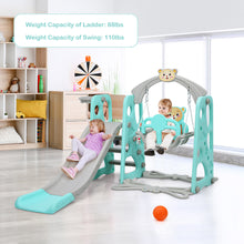 Load image into Gallery viewer, Gymax 4-in-1 Toddler Climber and Swing Set w/ Basketball Hoop & Ball Green