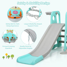 Load image into Gallery viewer, Gymax 4-in-1 Toddler Climber and Swing Set w/ Basketball Hoop & Ball Green