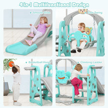 Load image into Gallery viewer, Gymax 4-in-1 Toddler Climber and Swing Set w/ Basketball Hoop & Ball Green