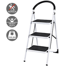 Load image into Gallery viewer, Gymax 3 Step Ladder Folding Stool Heavy Duty 330Lbs Capacity Industrial Lightweight