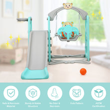 Load image into Gallery viewer, Gymax 4-in-1 Toddler Climber and Swing Set w/ Basketball Hoop & Ball Green