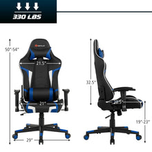 Load image into Gallery viewer, Gymax Massage Gaming Chair Reclining Swivel Racing Office Chair w/Lumbar Support Blue