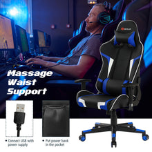 Load image into Gallery viewer, Gymax Massage Gaming Chair Reclining Swivel Racing Office Chair w/Lumbar Support Blue