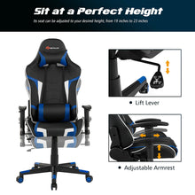 Load image into Gallery viewer, Gymax Massage Gaming Chair Reclining Swivel Racing Office Chair w/Lumbar Support Blue