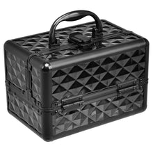 Load image into Gallery viewer, Gymax Makeup Organizer Cosmetic Case with Extendable Trays And Mirror Black