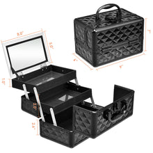 Load image into Gallery viewer, Gymax Makeup Organizer Cosmetic Case with Extendable Trays And Mirror Black