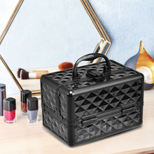 Load image into Gallery viewer, Gymax Makeup Organizer Cosmetic Case with Extendable Trays And Mirror Black